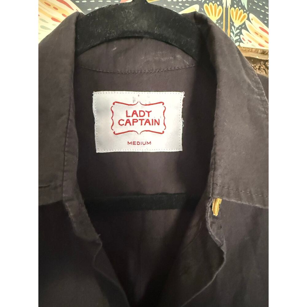 Lady Captain black button down midi size M - Picture 5 of 8